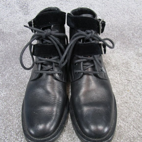 Saint Laurent Booties Womens Size 38.5 Eu 8 Us Western Ankle Black Leather Studd - Picture 9 of 13